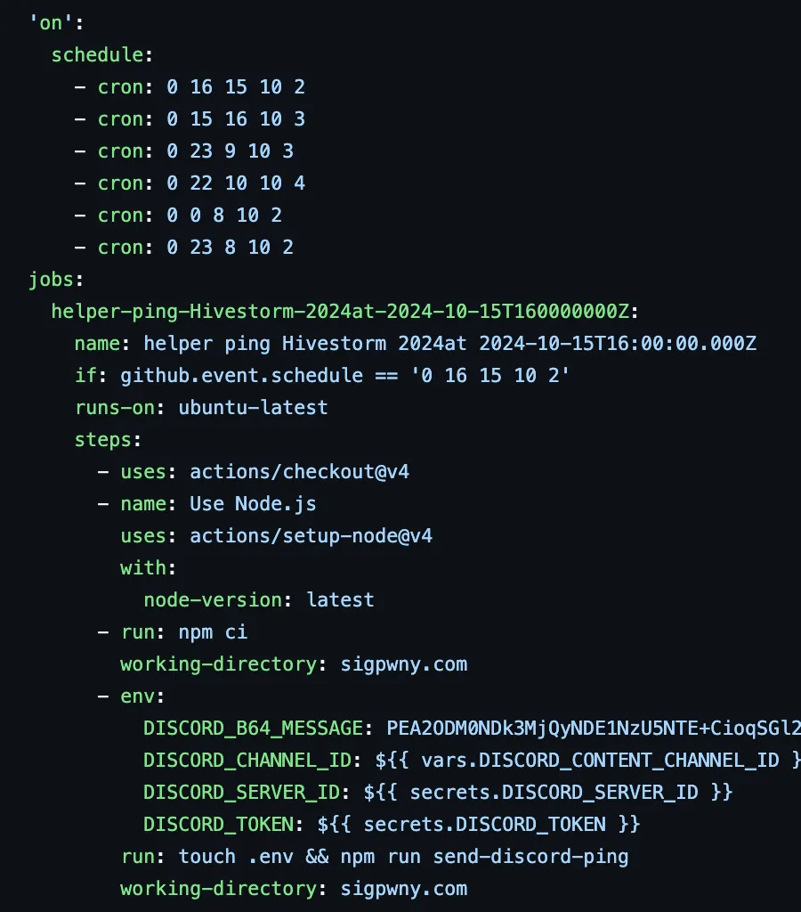 Generated scheduled pings workflow