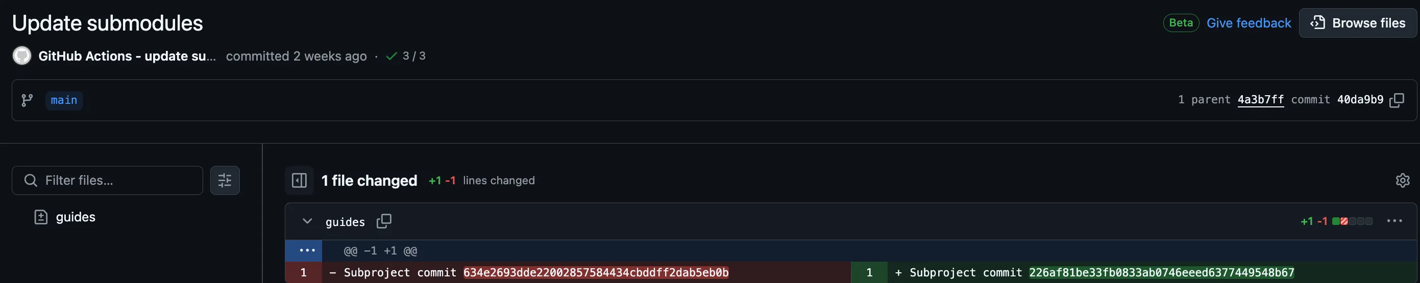 Guides repository submodule update