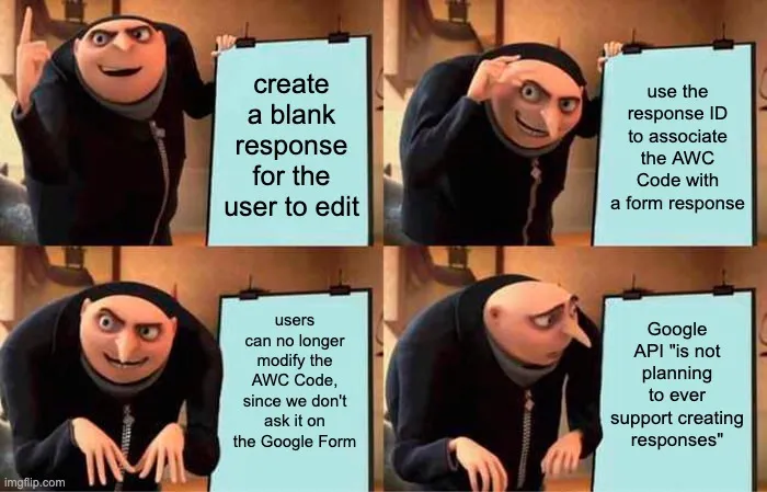 Plan V1 using Google Forms API support